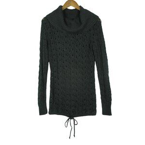 Ruff Hewn Sweater Cowl Neck Deep Pinewood Green Crochet Size M Y2K Romantic $79